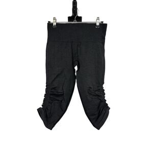 Lululemon Leggings 6 In The Flow Cropped Heathered Deep Coal Ruched Yoga